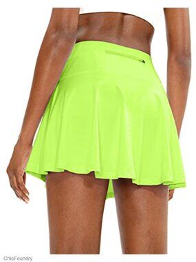 Pleated Tennis Skirt with 4 Pockets High Waist Built-in Shorts